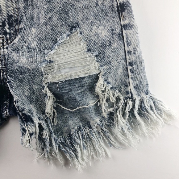 Uniq by Litz Acid Wash Distressed Shorts Sz M - Picture 4 of 7